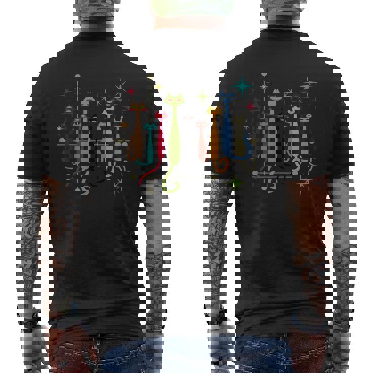 ヴィンテージ レトロ ミッドセンチュリー モダン ルック 猫 50S 60S スタイル メンズTシャツ バックプリント