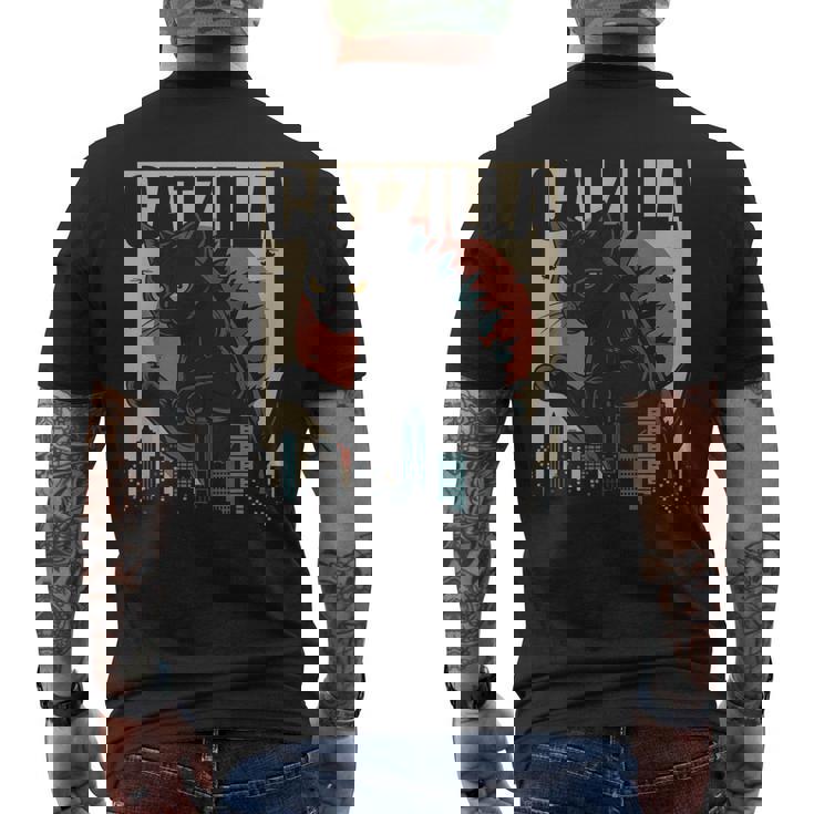 ヴィンテージキャットジラtシャツ 面白い子猫と猫 メンズTシャツ バックプリント