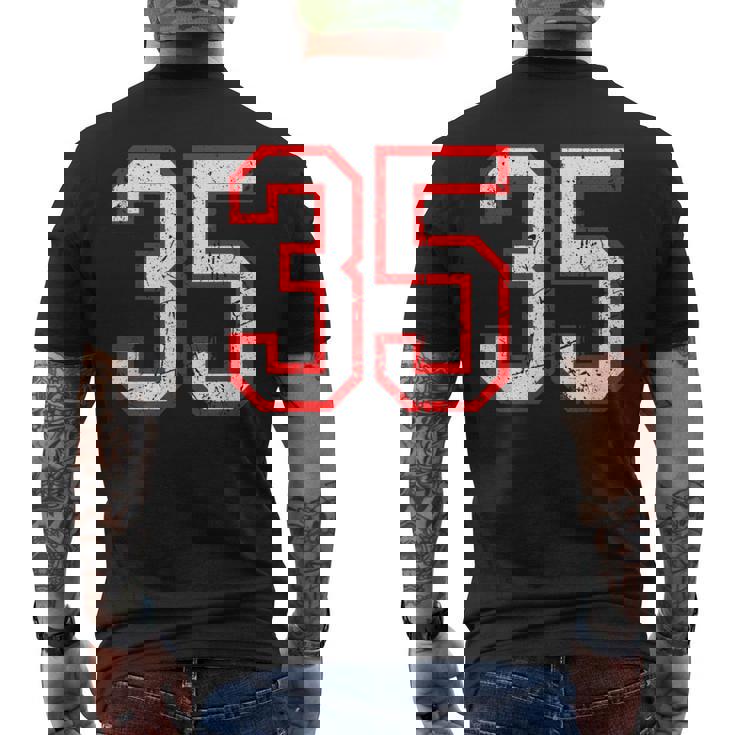 ヴィンテージナンバー 35 ホワイトレッドスポーツ代表チームナンバー 35 メンズTシャツ バックプリント