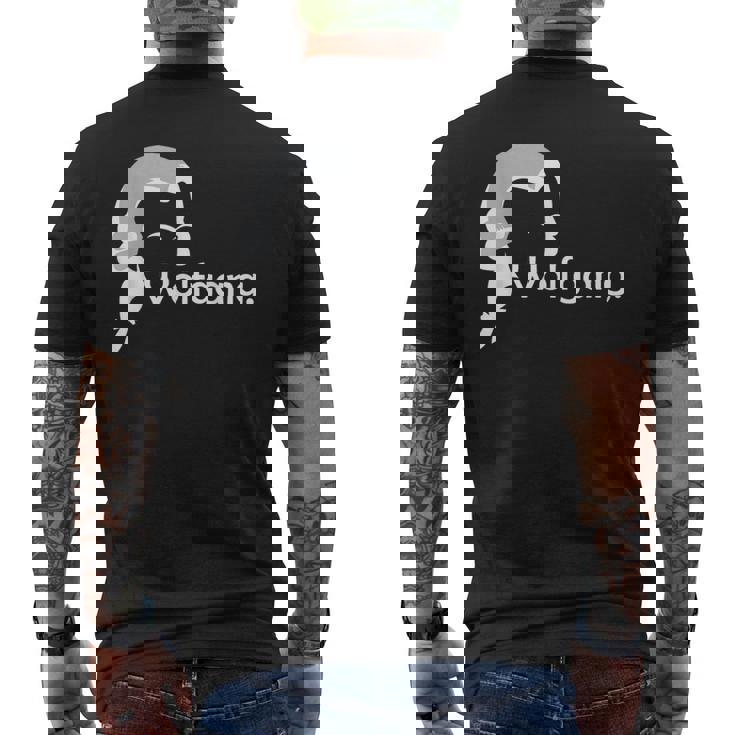 ヴォルフガング・モーツァルト クラシック音楽作曲家 教師 学生 メンズTシャツ バックプリント