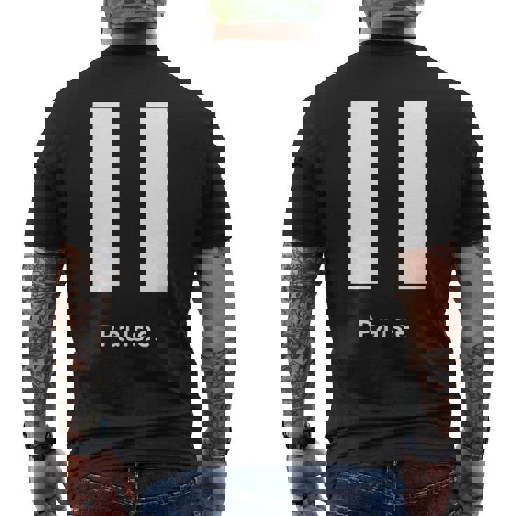 一時停止ボタン 長袖tシャツ メンズTシャツ バックプリント