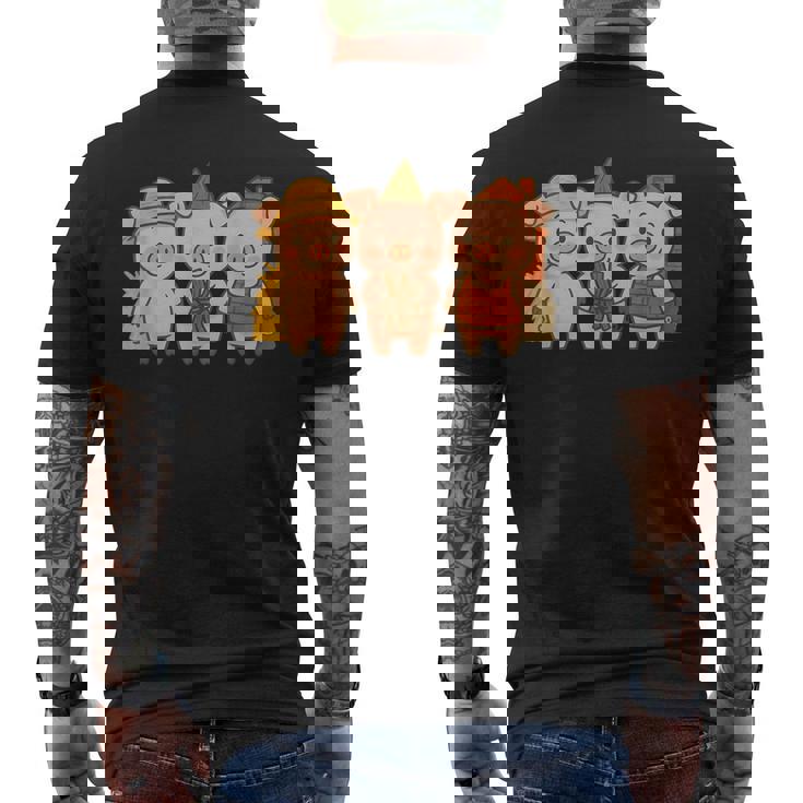 三匹の子ぶたのおとぎ話の絵本 メンズTシャツ バックプリント