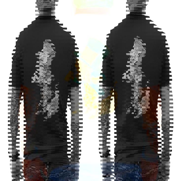 不思議の国のアリス マッドハッター ヴィンテージイラスト メンズTシャツ バックプリント