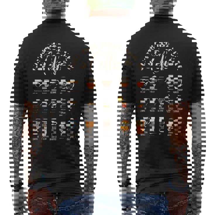 世界のコーヒーの種類 コーヒー メンズTシャツ バックプリント