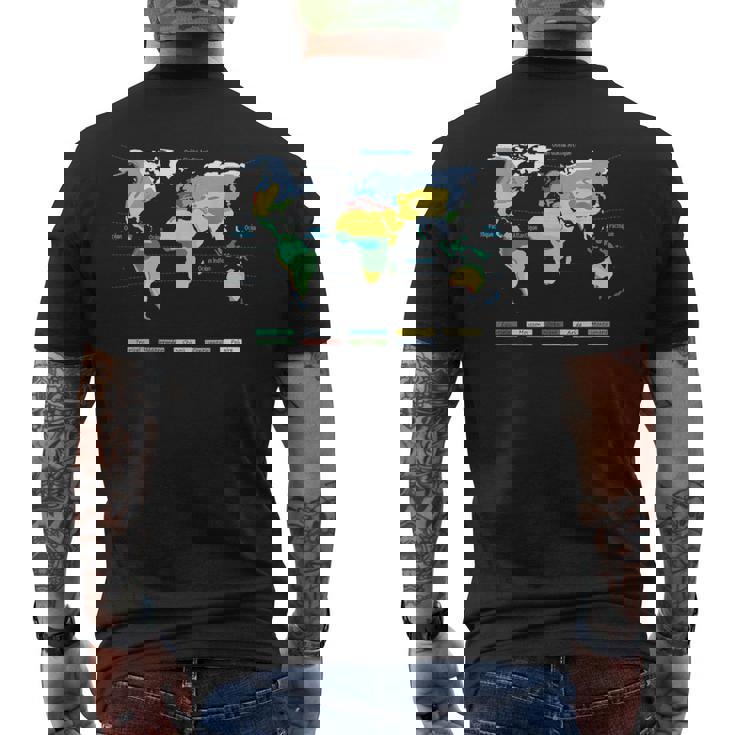 世界地図 気候帯 海洋名 フランス語 メンズTシャツ バックプリント