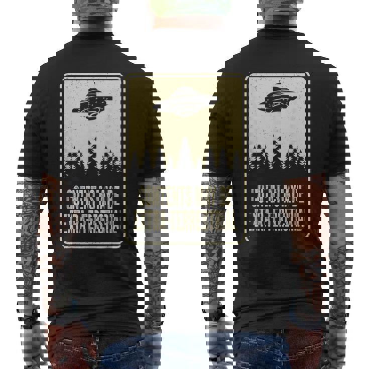 中身は地球外ufo 月曜日 宇宙人宇宙 メンズTシャツ バックプリント