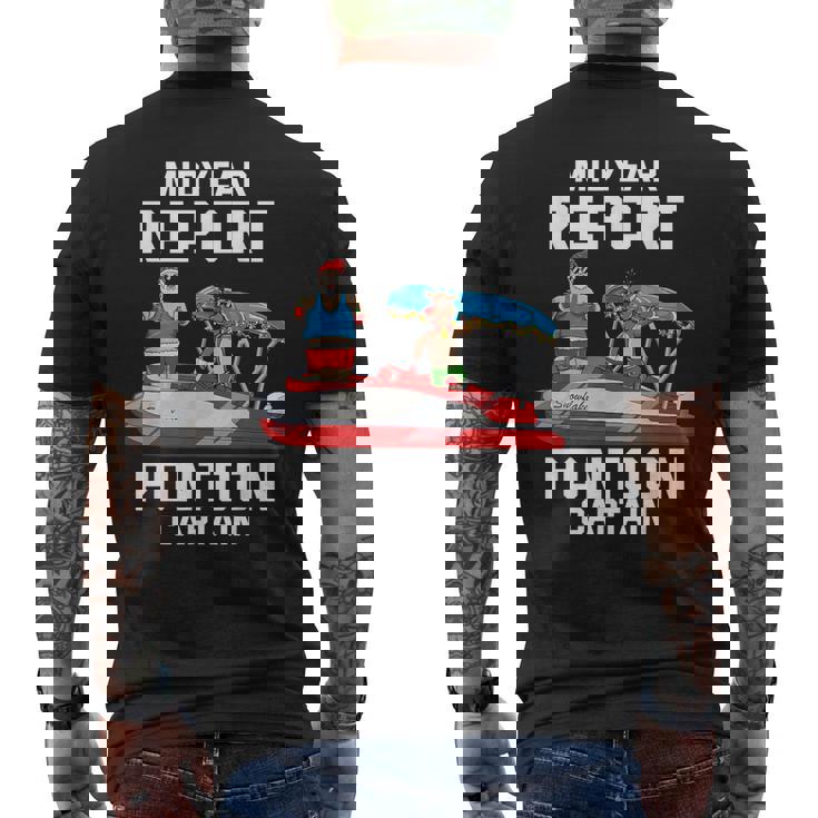 中途報告ポンツーンキャプテンサンタ 7月のクリスマスメンズ メンズTシャツ バックプリント