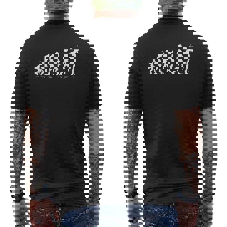 人類の進化 ネタ クラシック音楽 ヴァイオリニスト 音楽家 音楽好き おもしろ デザイン ヴァイオリン メンズTシャツ バックプリント