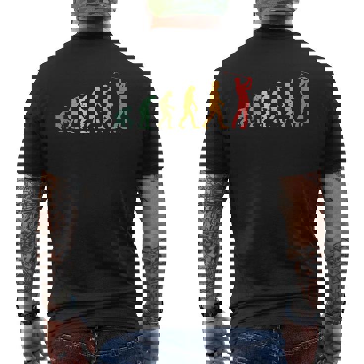 人類の進化 ネタ ゴルフ ゴルフ好き ゴルフファン ゴルファー おもしろ ゴルフ部 メンズTシャツ バックプリント
