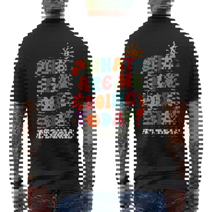 今日何をしているのか Pe先生 体育 メンズTシャツ バックプリント