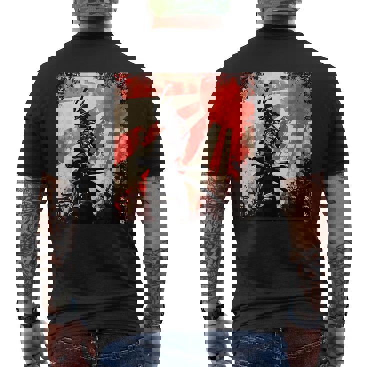 侍 日本のレトロアート 武士道 ヴィンテージ戦士 メンズTシャツ バックプリント