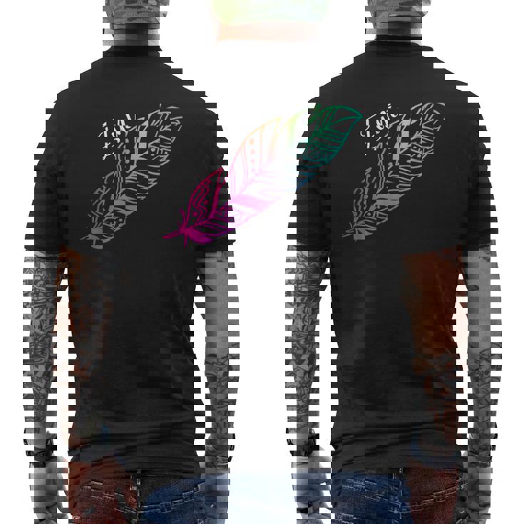 先住民フェザーtシャツ ネイティブアメリカン ズニ族 メンズTシャツ バックプリント