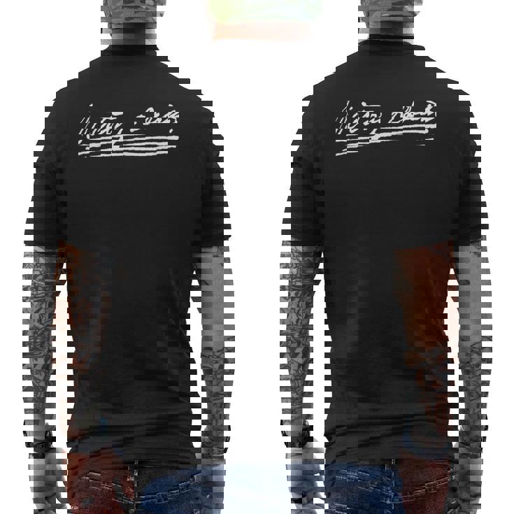 勝利か死かアラモトラヴィス テキサス州の手紙 メンズTシャツ バックプリント