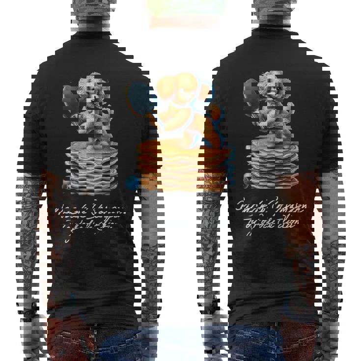 卓球 トイプードル スイーツ パンケーキ 面白い アートデザイン 可愛い おしゃれ 動物 英字 スポーツ 長袖tシャツ メンズTシャツ バックプリント