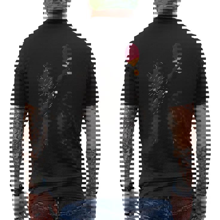 卓球黒猫ピンポン服 猫ピンポン メンズTシャツ バックプリント