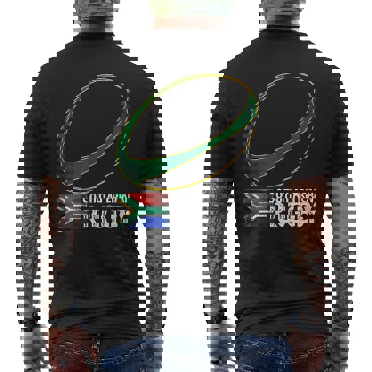 南アフリカラグビー南アフリカ国旗 メンズTシャツ バックプリント