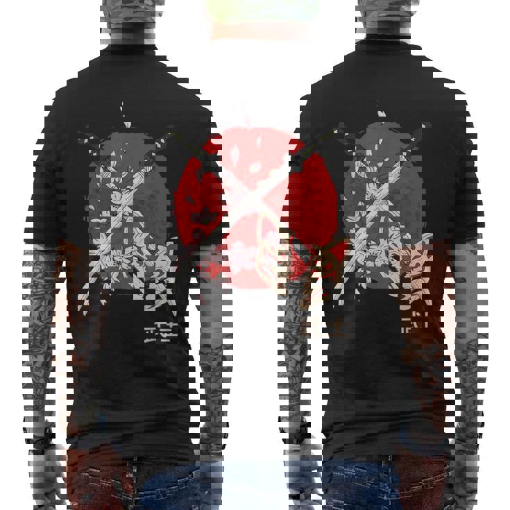 古代日本の桜 侍刀 メンズTシャツ バックプリント