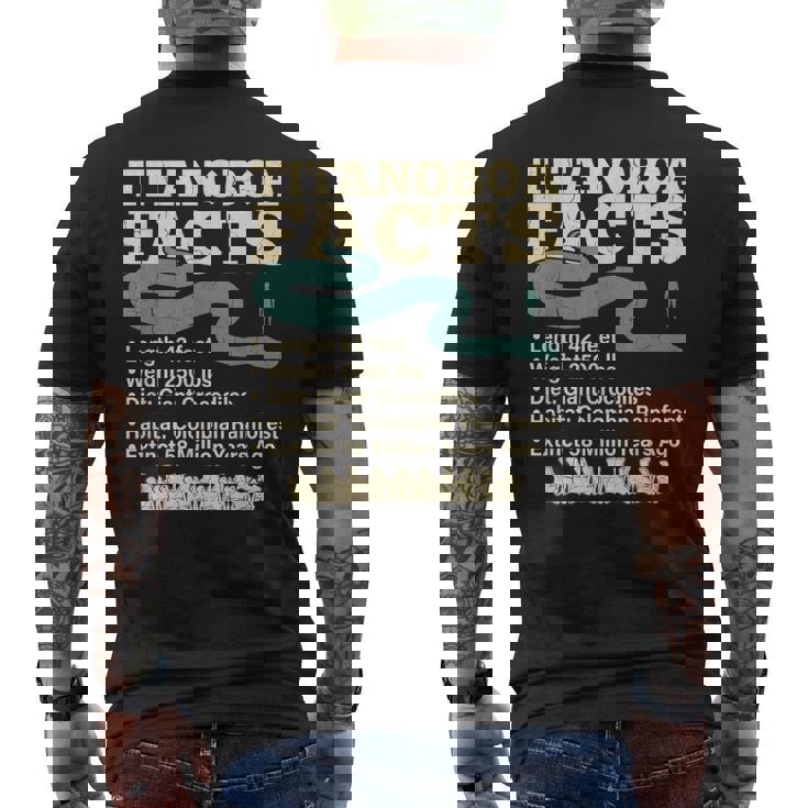 古代最強蛇ティタノボア解説 Titanoboa Facts 恐竜時代雑学 科学学習 メンズTシャツ バックプリント