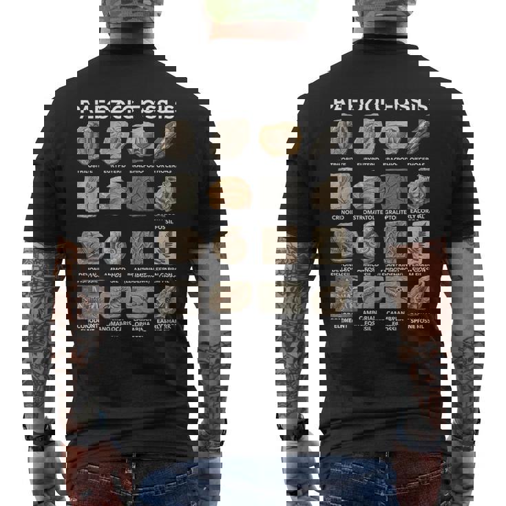 古生代化石チャート古生物学科学愛好家 メンズTシャツ バックプリント