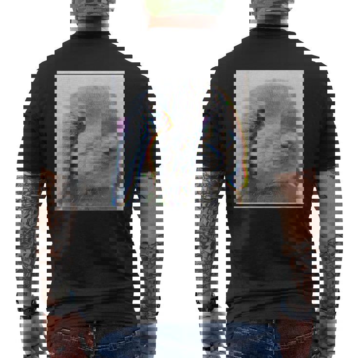 垂れ耳うさぎのレトロ写真 メンズTシャツ バックプリント