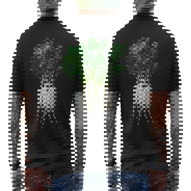 大根 野菜 グラフィックアート 大根 メンズTシャツ バックプリント