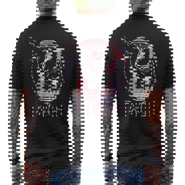 太極拳 陰陽鶴、瞑想エネルギー メンズTシャツ バックプリント