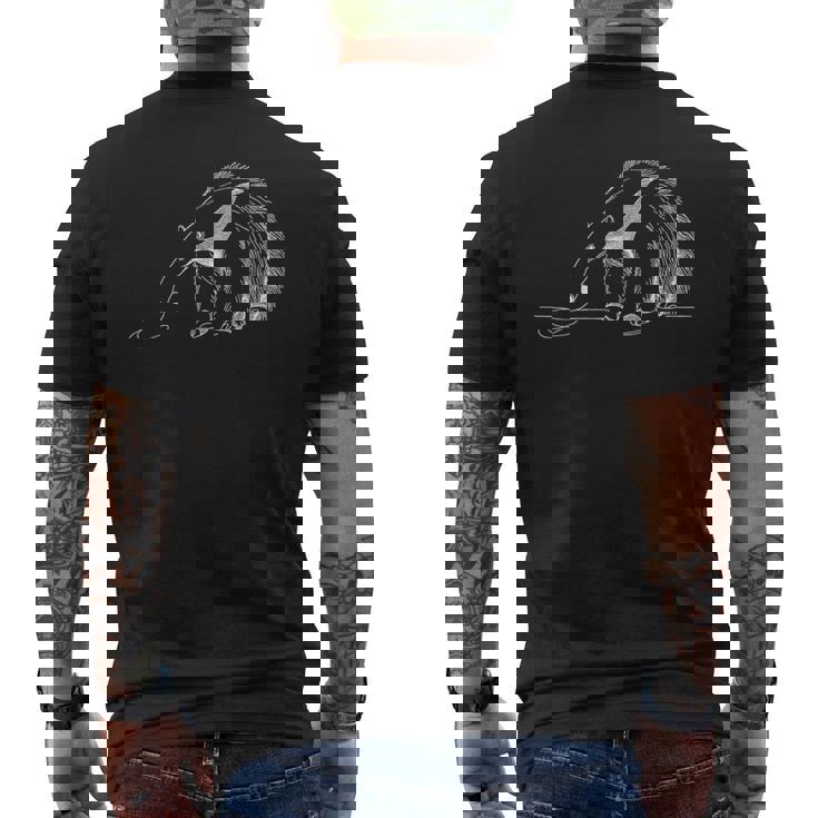 巨大アリクイ ラインアート 野生動物 図面デザイン メンズTシャツ バックプリント