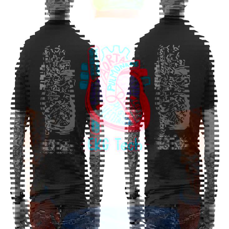 心電図技術者 心臓の各部位 看護師 循環器科 ギフト メンズTシャツ バックプリント