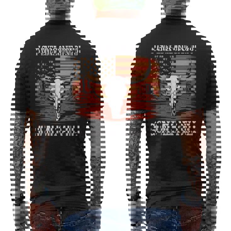 性別が混乱したら牛の乳を搾りに行け、アメリカ人 メンズTシャツ バックプリント