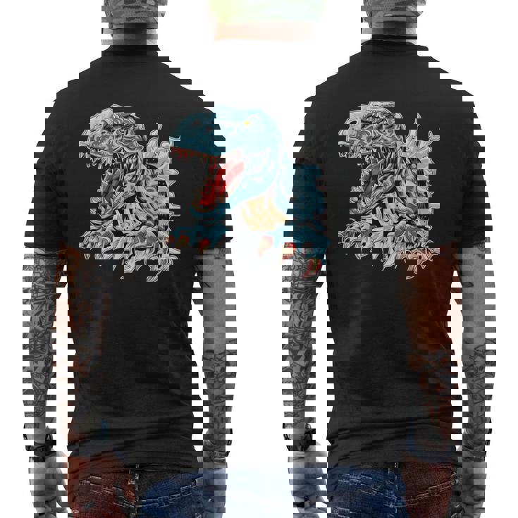 恐竜 おもしろ デフォルメ イラスト メンズTシャツ バックプリント