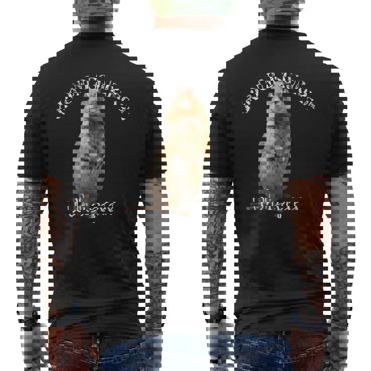 愉快なグラウンドリスウィスパーラー ギフト プレーリー ドッグ リス メンズTシャツ バックプリント