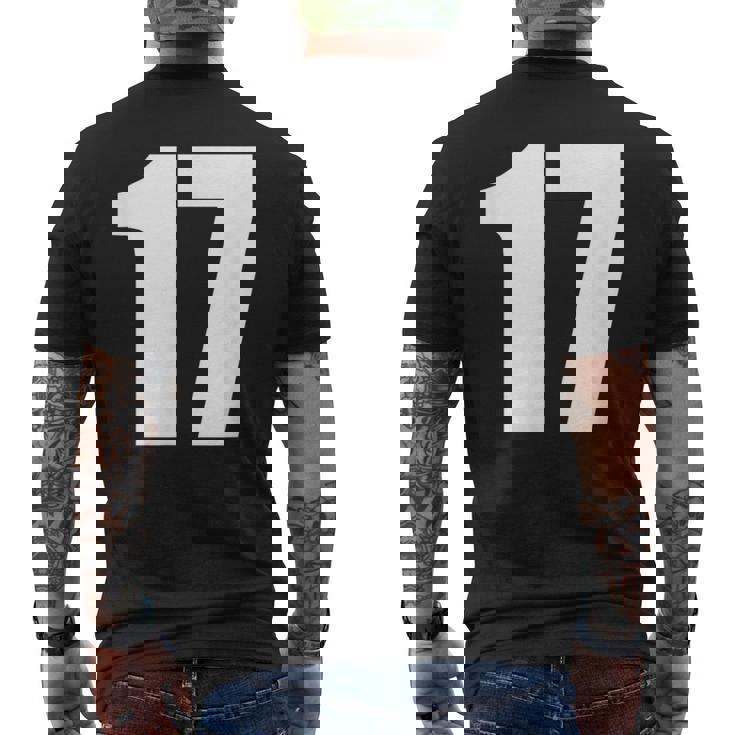 数字 セブンティーン数字 17 プレーンホワイト数字 メンズTシャツ バックプリント