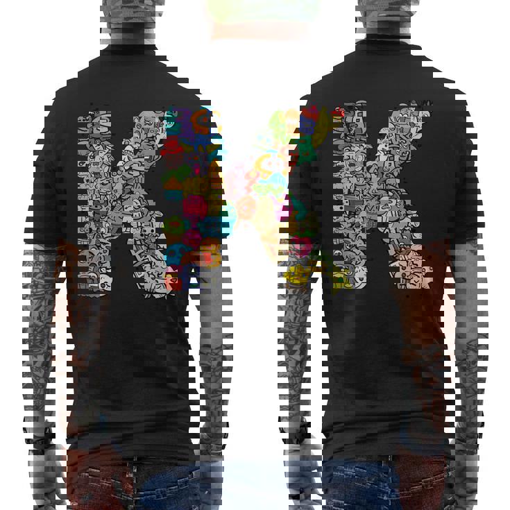 文字k Monsters アルファベットネーム イニシャル キュート モノグラム メンズTシャツ バックプリント