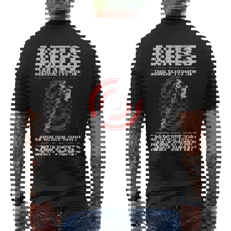 斧投げ ランバージャック ヨガ ゴルフ ファニー 斧投げ ブルズアイ メンズTシャツ バックプリント