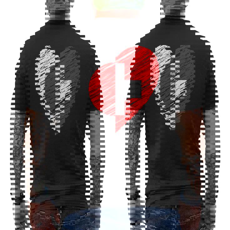 日本 スイス ハート 日本国旗 スイス国旗 ハート 長袖tシャツ メンズTシャツ バックプリント