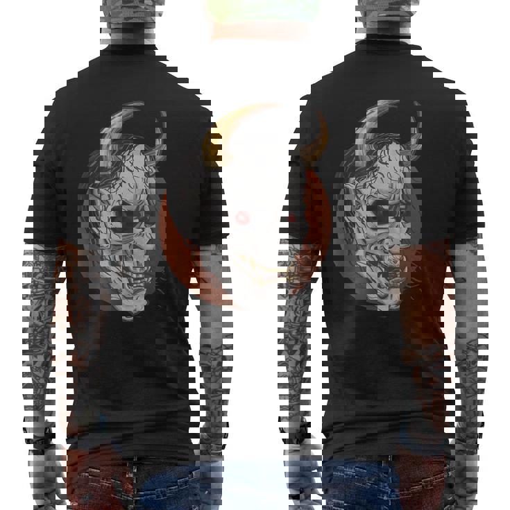 日本の般若マスク 能面 悪魔 鬼 タトゥー 入れ墨 メンズTシャツ バックプリント