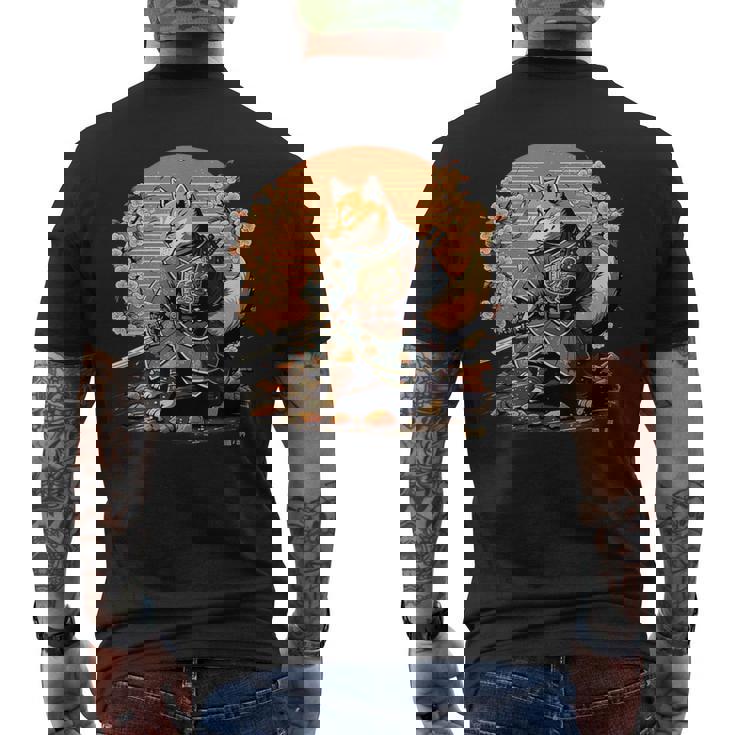 日本アート 柴犬 忍者 浮世絵 アニメ風 侍犬 メンズTシャツ バックプリント