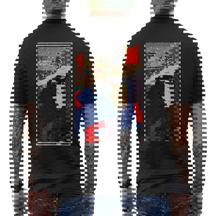 日本レトロアート 宮本武蔵 歌川国芳作 メンズTシャツ バックプリント