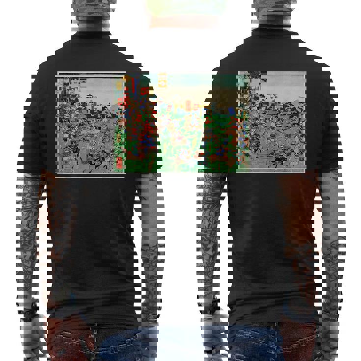 日本レトロアート 歌川国吉 2陸軍の戦い メンズTシャツ バックプリント