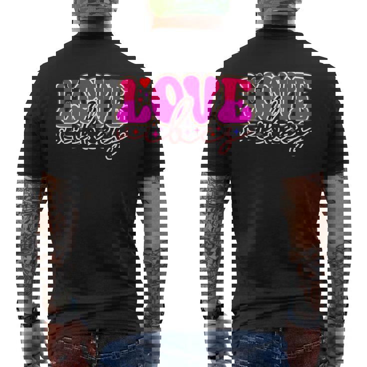 明るいピンク Loveibes ハート ネオンエナジー 長袖tシャツ メンズTシャツ バックプリント