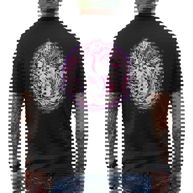 民話 きつね 九尾狐 日本龍 メンズTシャツ バックプリント