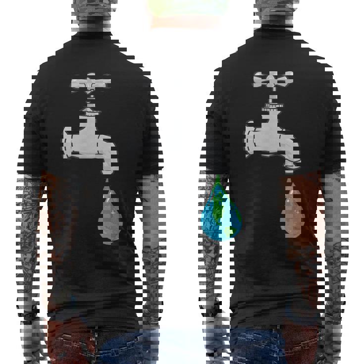 水道蛇口漏れ メンズTシャツ バックプリント