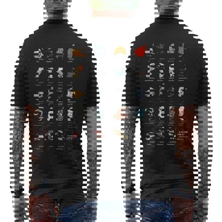深海魚図鑑3_白文字 メンズTシャツ バックプリント