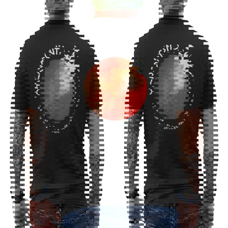 火星のオポチュニティ・ローバー オピー 宇宙探検 メンズTシャツ バックプリント