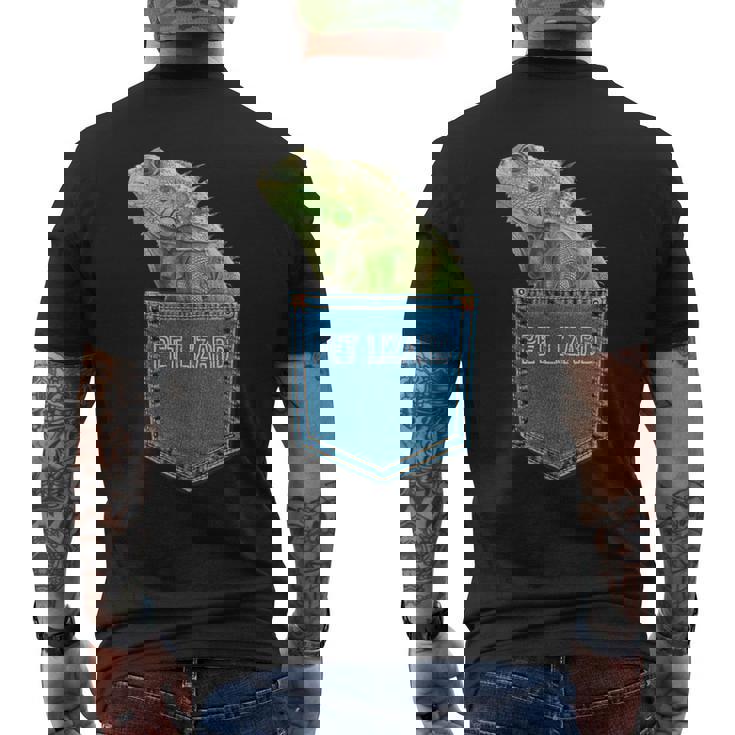 爬虫類 トカゲ ポケット ペット トカゲ イグアナ メンズTシャツ バックプリント