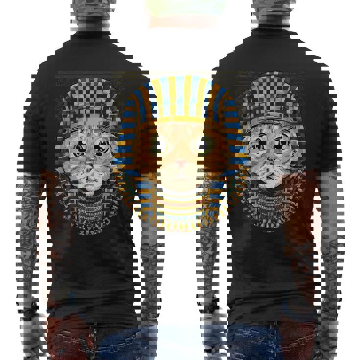 猫 エジプトファラオ 歴史家 考古学者 メンズTシャツ バックプリント