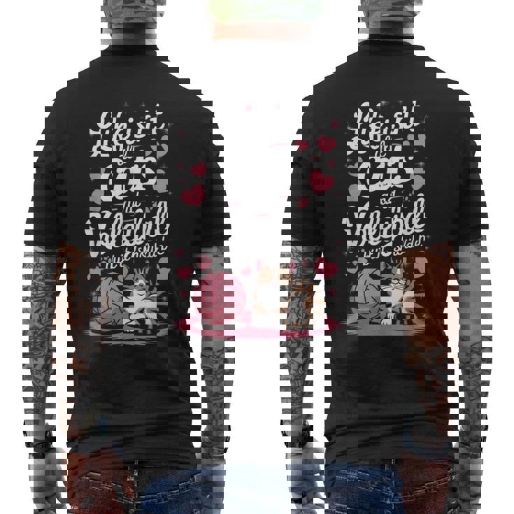 猫とバレーボール 面白いバレーボール メンズTシャツ バックプリント