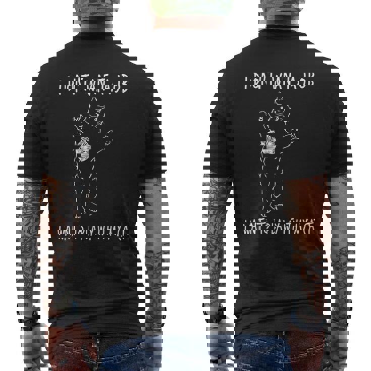 猫と遊びたい仕事はしたくない 面白いふれあい。 長袖tシャツ メンズTシャツ バックプリント