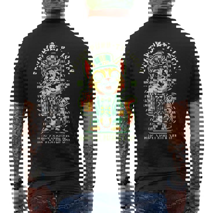 猫のパーティラッキー：セント・パトリックス・デーの猫愛好家たち メンズTシャツ バックプリント