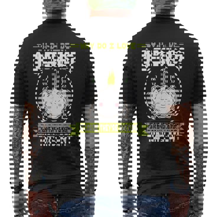 玉ねぎが好きな理由-素晴らしい玉ねぎ メンズTシャツ バックプリント